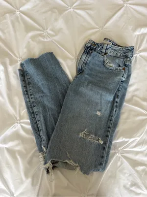 Garage Light Blue Distressed Straight-Leg Jeans thumbnail 2