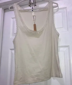 Retired Skims Size 3X NWT Lace Logo Cami Tank Top Bone Pointelle Women's thumbnail 1
