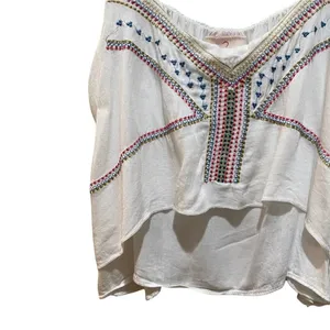 LF Native Rose Boho Tribal Embroidered Layered Blouse Tank Top White Size 10 thumbnail 2