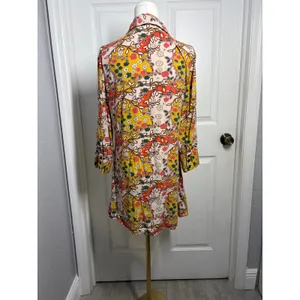 Natural Life Floral Botanical Boho Shirt Mini Dress Hippie Artsy Sz Medium thumbnail 8