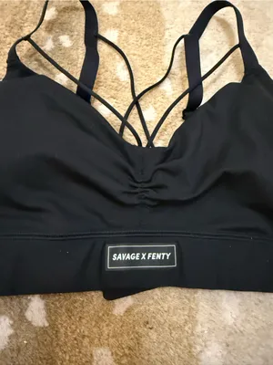 Savage X Fenty Sport black strappy sports bra women’s size medium thumbnail 4