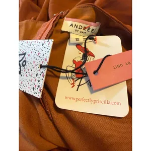 Andree by Unit 1xL Rust Sweetheart‎ Long Sleeve Mini Dress 1X NWT boho whimsi flowy dainty y2k thumbnail 6