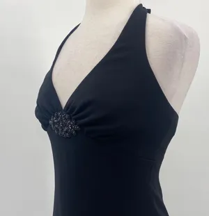 Vintage 90s Jones New York Dress Halter Dress Beaded Detail Black Womens Small thumbnail 6