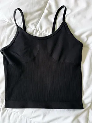 XS Black Fitted Crop Tank Top w/ Adjustable Straps thumbnail 1