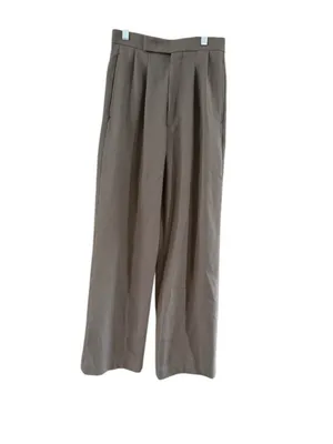 Pleated Wide-Leg High Waist Pants in Taupe thumbnail 9