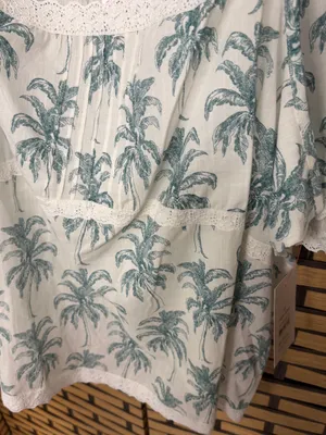Joyspun white and green palm print short pajama set size 2X thumbnail 3