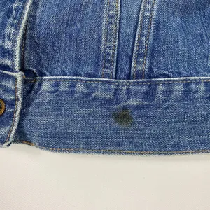GAP Jeans Denim Trucker Jacket Womens Large Blue Button Front Monogram DJB Faded thumbnail 7