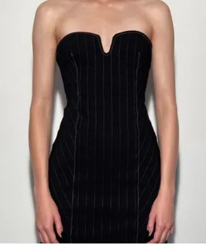 Zara Black Strapless Bodycon Dress Sweetheart Neckline thumbnail 1