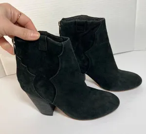 RAYE Revolve Womens Ella Black Suede Western Inspired Boot Block Heels Sz 37 thumbnail 2