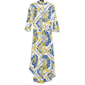 NWT Everlily Shirt Dress Button Up S Linen Blend Nautical Coastal Beach High Low thumbnail 4