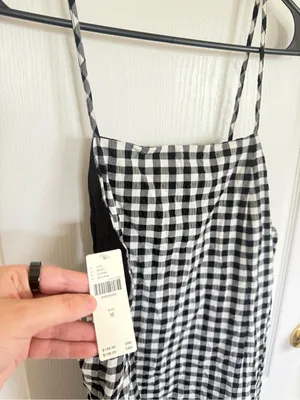 Anthropologie NEW Apron Mini Dress in Black Gingham Fall thumbnail 5