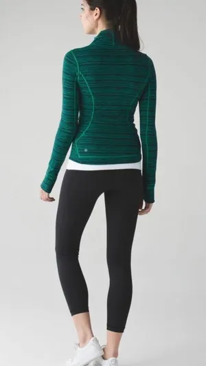 Lululemon Precision Green Cyber Jungle Blue Front Zip Jacket Size 8 thumbnail 1