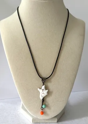 Halloween Ghost Necklace (742) 👻 White thumbnail 2