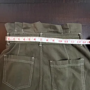 Free People Olive Green Paperbag‎ Waist Utility Mini Skirt Size 10 thumbnail 6