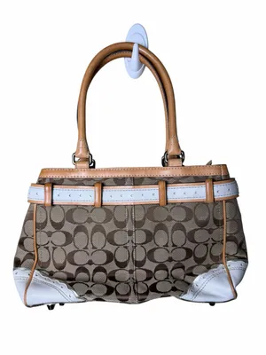 Coach Signature Hampton Buckle Belted Satchel Y2K Blue Leather Jacquard Bag thumbnail 5