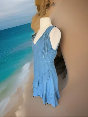 SheIn Denim Mini Tiered Ruffle Hem Dress thumbnail 3