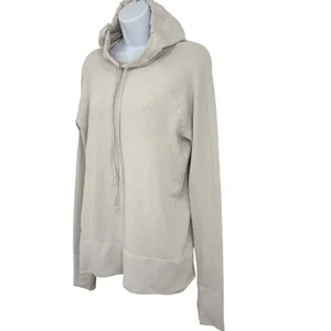 Athleta Hoodie Womens XL Grey Seamless Pointelle Knit Long Sleeve‎ Thumbhole thumbnail 2
