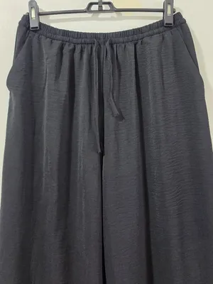 Halara Mid Rise Drawstring Wide Leg Baggy Linen-Feel Pants - Black -Size S ( R ) thumbnail 4
