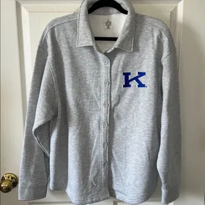 Kentucky Wildcats Game Day Couture Gray/Blue Fleece Button Down Shirt Sz Med‎ thumbnail 2