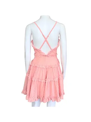 One and Only Collective Baby It's Pink Tiered V-neck Mini Dress Size Large NWT thumbnail 4