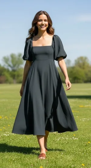 NWT Hill House The Matilda Dress in Black Poly Crepe Midi S thumbnail 1