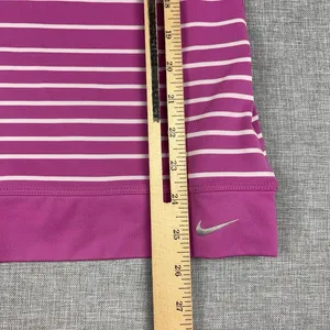 Nike Golf Tour Performance Polo Womens L Pink Stripe Dri-FIT 541957-636 thumbnail 5