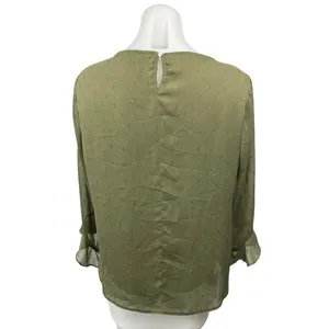 Dorothy Perkins Women's Olive Green Metallic Chiffon Ruffle Blouse Top Size 12 thumbnail 2
