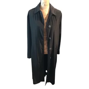Hilary Radley Black Trench Coat Size Small Vintage thumbnail 2