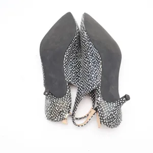 JustFab Mariona Black White Textured Slingback Kitten Heels Size 8.5 Pointed Toe thumbnail 9