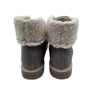 Sonoma‎ Women's 9 Taupe Boots Faux Fur Trim Lace Up Ankle Booties thumbnail 4