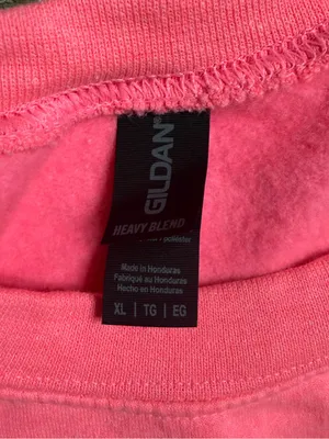 Gildan Pink Crewneck Sweatshirt with Smiley Graphic thumbnail 2
