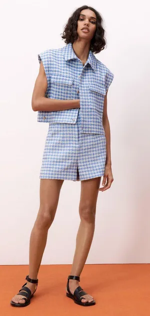 ZARA High Waisted Blue Shorts thumbnail 2