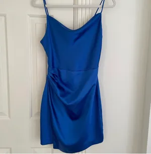 ZARA Cobalt Blue Silk Dress thumbnail 2