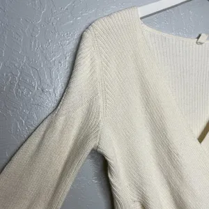 Moth Anthropologie Women XS Cream Faux Wrap Knit Sweater Long Sleeve Balletcore thumbnail 4