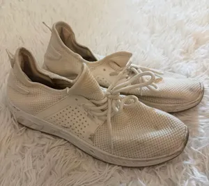 🩷 3/$18 White Knit Lace Up Athletic Sneakers Women's Size 10 Walking Shoes thumbnail 1