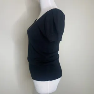 Energie Y2k Black Short Puff Sleeve Sweater Sz Medium Boho thumbnail 4