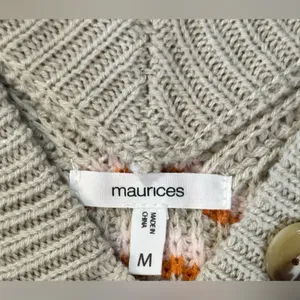 Maurices‎ Striped Vneck Knit Pullover Sweater Boho Tan Detail Womens size Med thumbnail 6