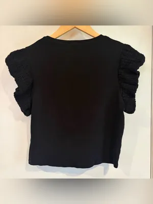 Zara Ribbed Black Cropped Top. Size: Medium. thumbnail 4