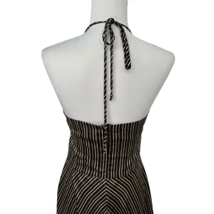 Vintage Alyn Paige Halter Dress 5/6 Brown Striped Party Y2K Babydoll Retro thumbnail 10