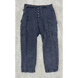 Free People Desert Daze Harem Pants Washed Denim Button Fly Cargo Size 4 thumbnail 3