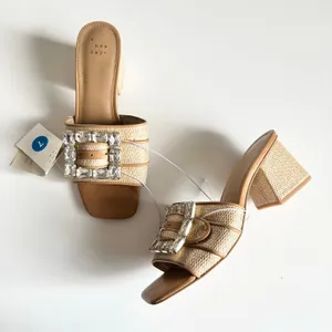 New Day Kathleen Raffia Glam Buckle Block Heel Slide Sandals Women’s Size 7 NEW thumbnail 7