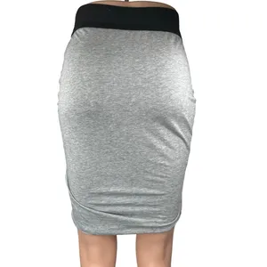 Allsaints Gray Black Elastic Waist Stretch Draped Career Pencil Mini Skirt Sz 2 thumbnail 3