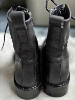 Frye Tyler Double Zip Leather Combat Boots Black Lace Up Cap Toe Lug Sole Sz 7 thumbnail 6
