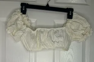 Wild Fable Target white puff sleeve binkini bathing suit top thumbnail 1