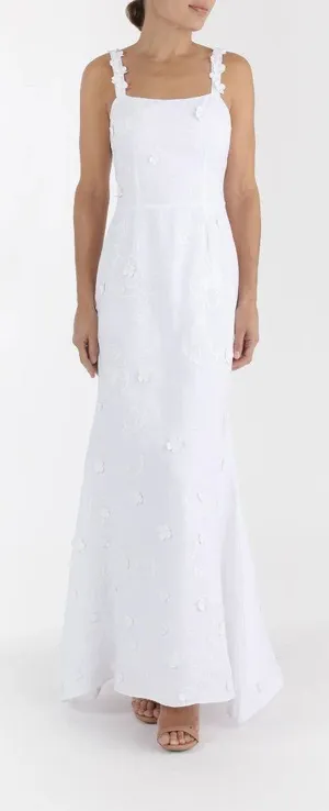 Fanm Mon Alexandra Embroidered Maxi Dress White Womens Size XXS thumbnail 1