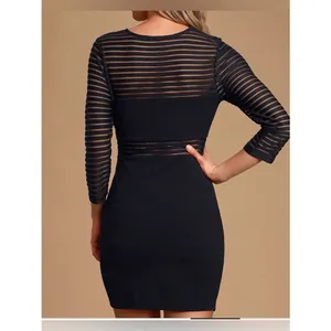 Lulus Women's Perfect Mesh Black Long Sleeve Bodycon Dress Size L (NWT) thumbnail 2