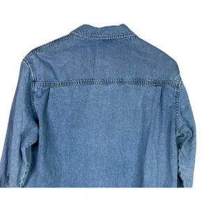 Zara Denim Snap Button Down Collard Western Style Long Sleeve Denim Shirt S Blue thumbnail 5