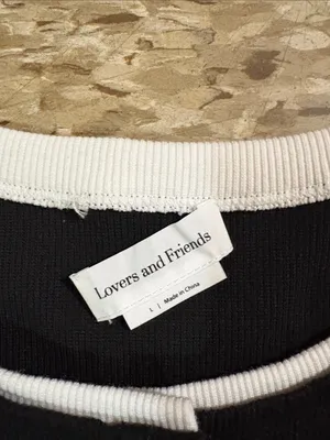 Lovers + Friends Black Button-Down Top with White Trim thumbnail 3