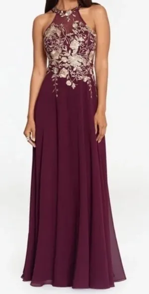 Betsy & Adam‎ - "Celeste" Long Embroidered Chiffon Gown. thumbnail 1