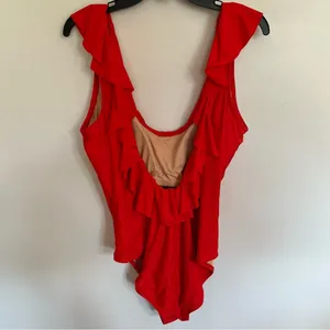 Women’s J. Crew Ruffle‎ Scoopback One Piece Swimsuit Size 16 Red Beach Summer thumbnail 15